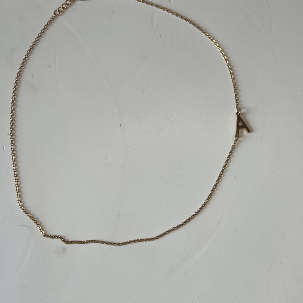 Floating A initial Necklace - Picture 3 of 3